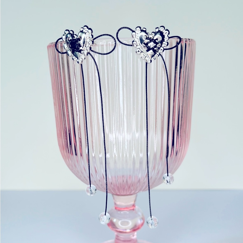 Lolita Corset Bow Tie Heart Earrings